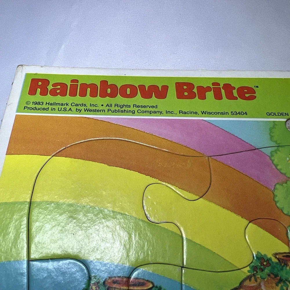 Vintage 1980s Rainbow Brite Puzzle Golden Frame-Tray 1983 Kids Games Bright Toys